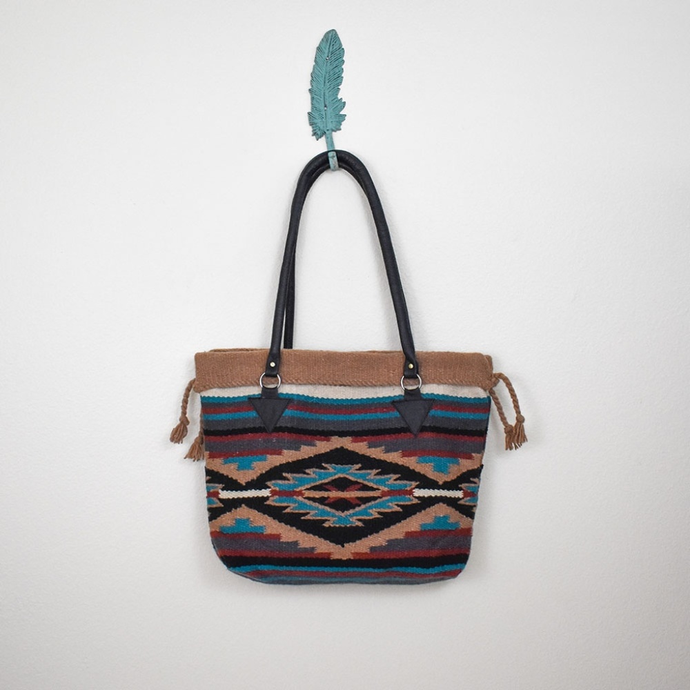 Southwest Boho Bag - Handwoven Wool Malibu Purse - Picture 2 of 8